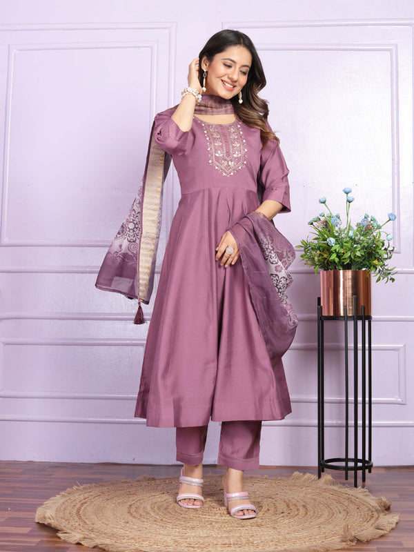Purple Russian Silk Pant Suit 189956